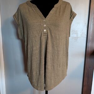 Jane and Delancey Khaki Button-Up Blouse